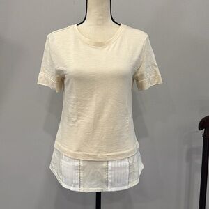 Anthropologie Dolan Left Coast Collection Cream Short Sleeved Blouse.  Sz XS
